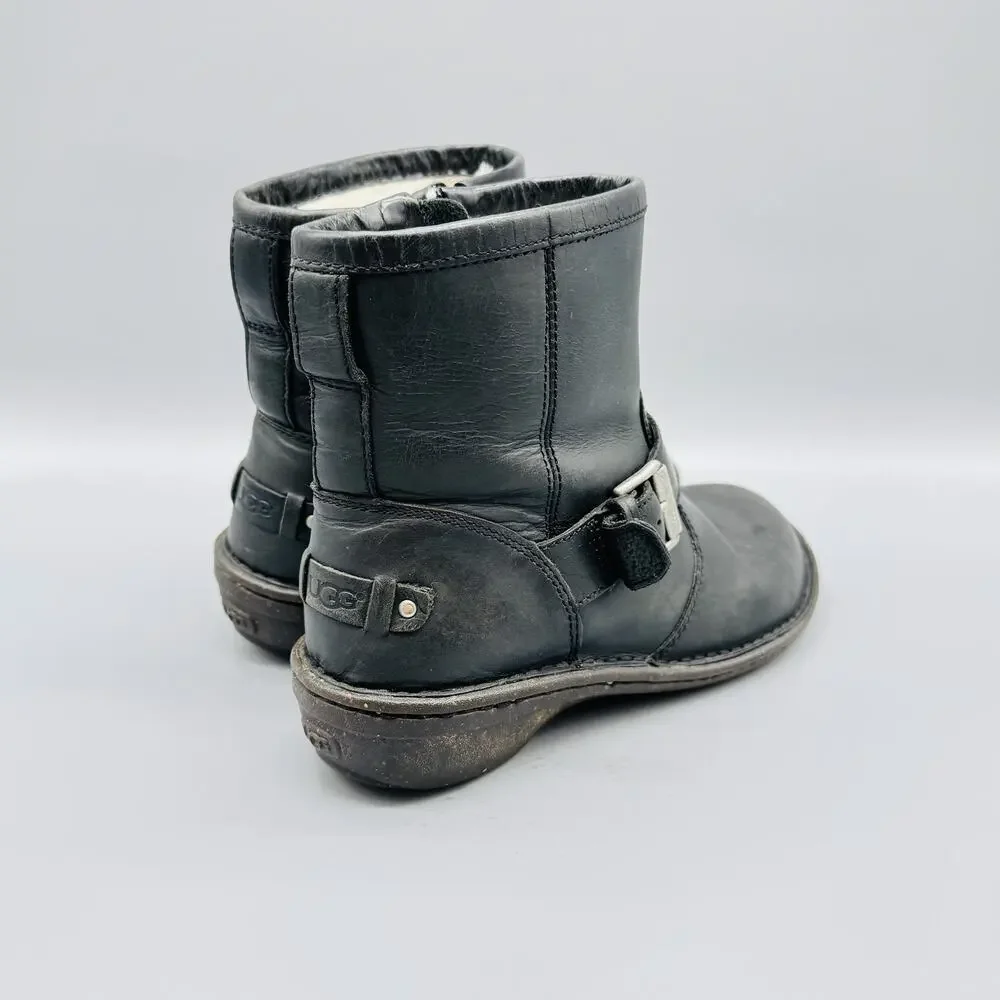 UGG Boots Womens 5 Leather Shearling Lined Buckle Winter Casual Shoes